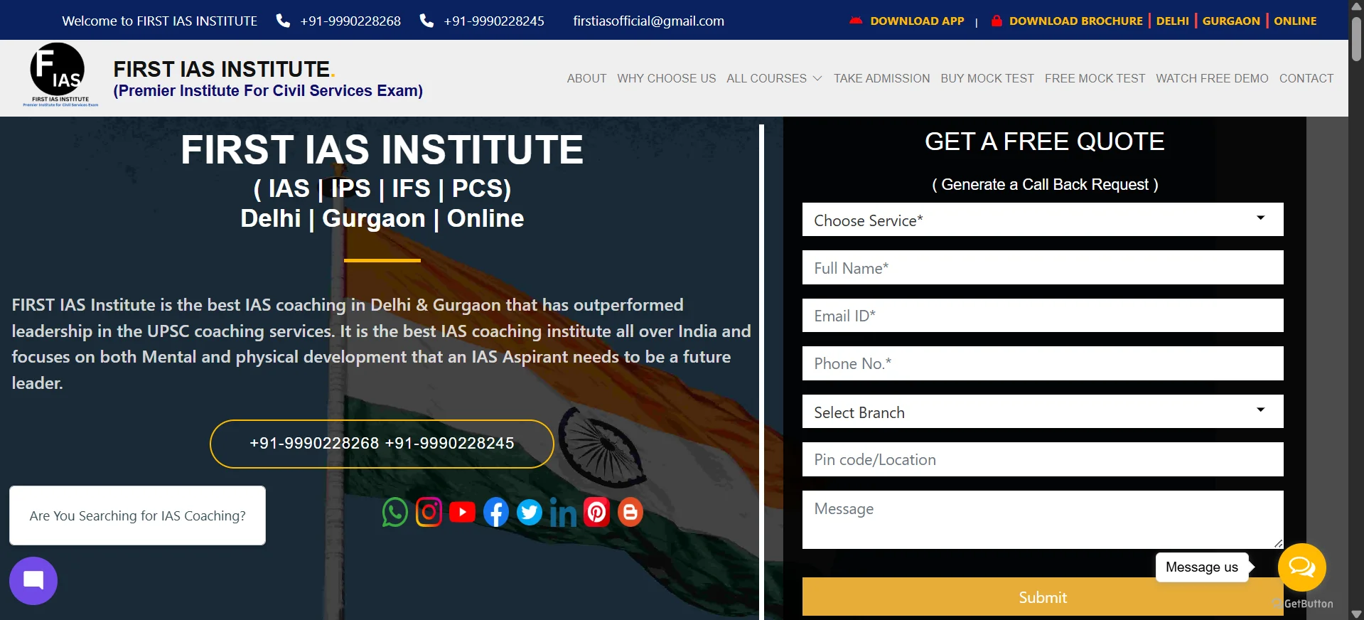 FIRST IAS Institute Website
